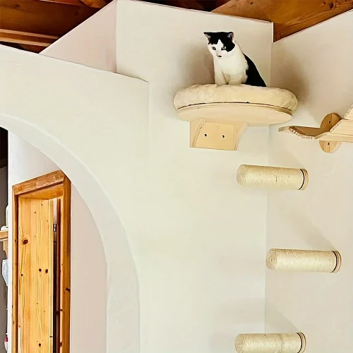 Cat Wall Mounted Solid Wooden Furniture Climbing Ladder and Cat Hammock