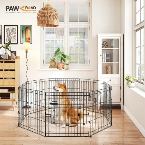 Foldable Metal Dog Playpen for Indoor/Outdoor, Pet Dog Fence