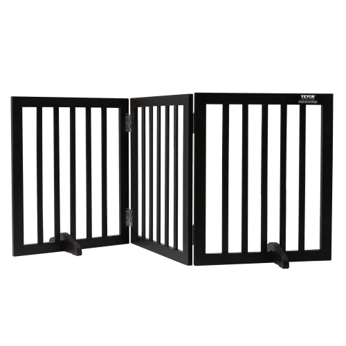 SucceBuy Free Standing Dog Gate Freestanding Pet Gate 3 Panels Foldable Dog