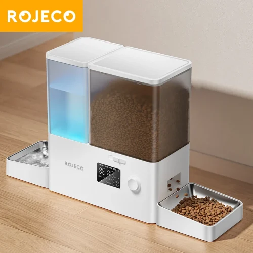 ROJECO 2In1 Automatic Pet Feeder Gravity Water Fountain 8.5L
