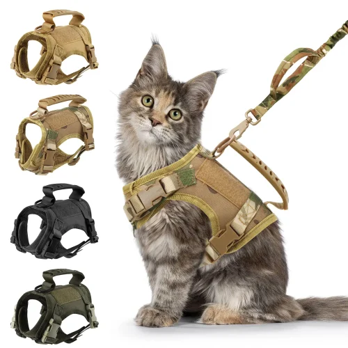 Tactical Cat Harness Leash with 9 Patches Small Dog Puppy Vest